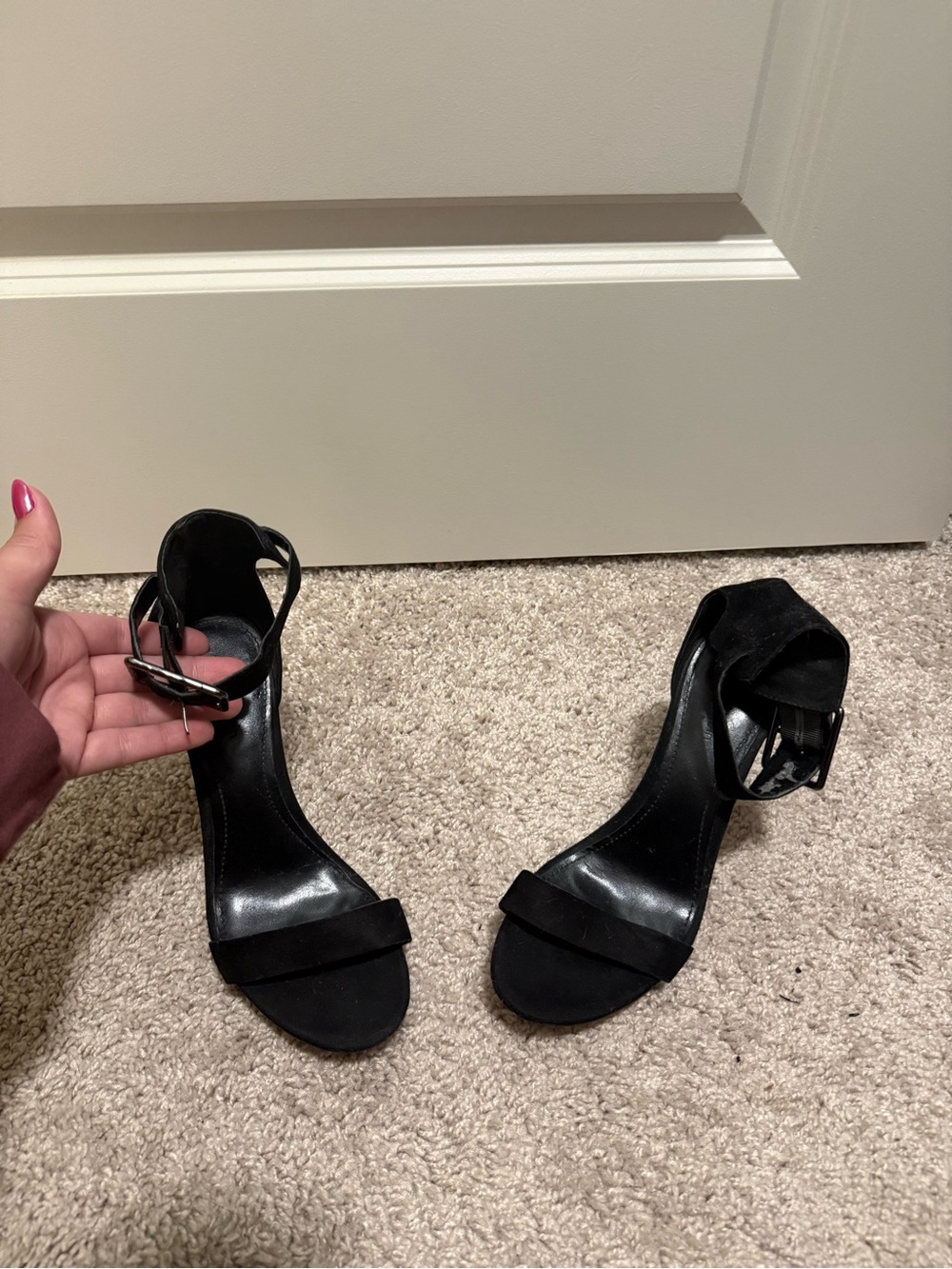 Calvin Klein Black Open-Toe Ankle-Strap Heels